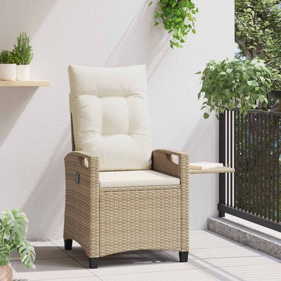 PANGIVO - Chaise de jardin inclinable polyrotin beige et crème 56 x 60 x 112 cm - PANGIVO - Image 4