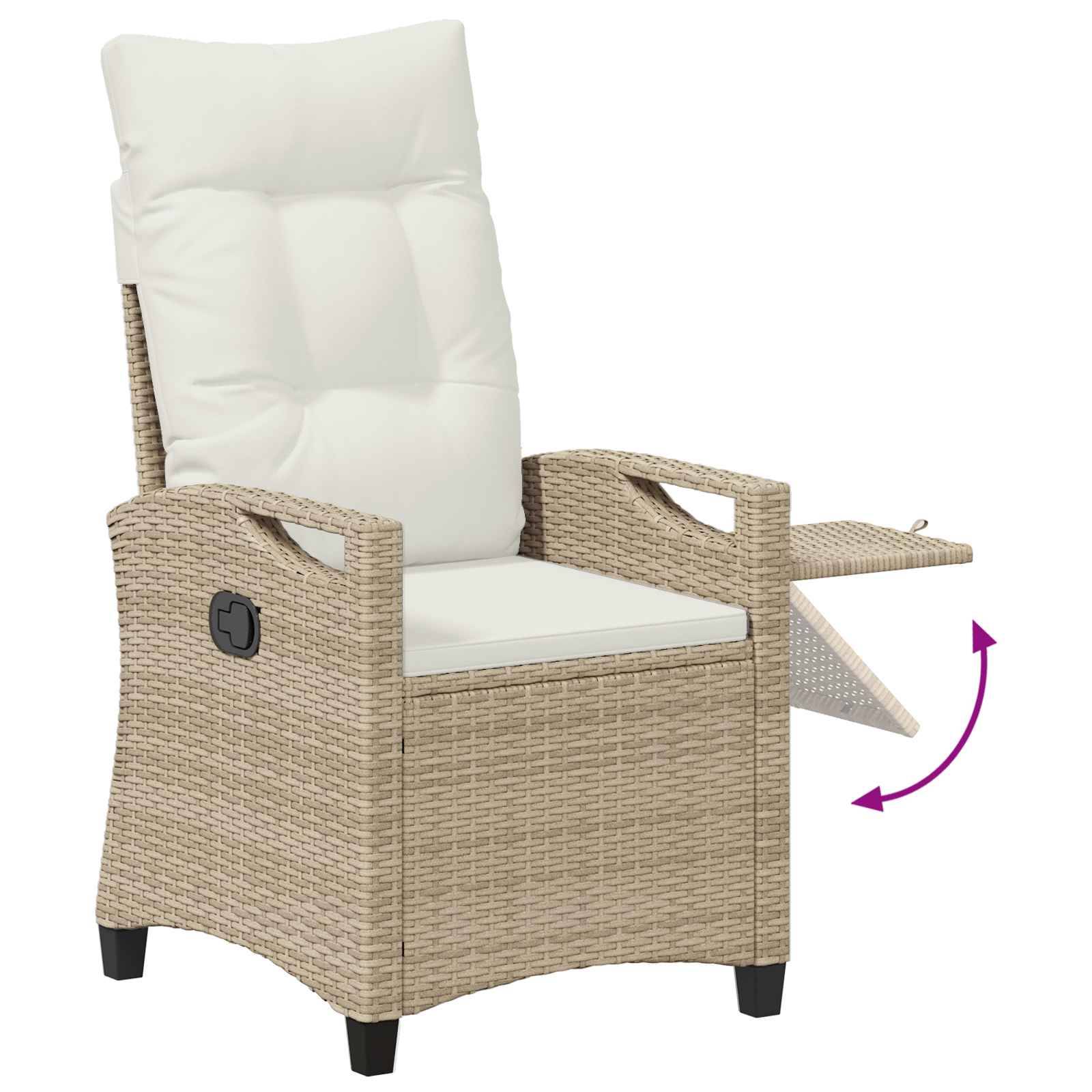 PANGIVO - Chaise de jardin inclinable polyrotin beige et crème 56 x 60 x 112 cm - PANGIVO - Image 8