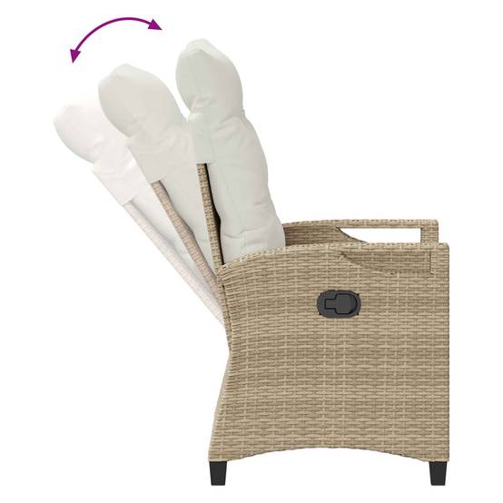 PANGIVO - Chaise de jardin inclinable polyrotin beige et crème 56 x 60 x 112 cm - PANGIVO - Image 9