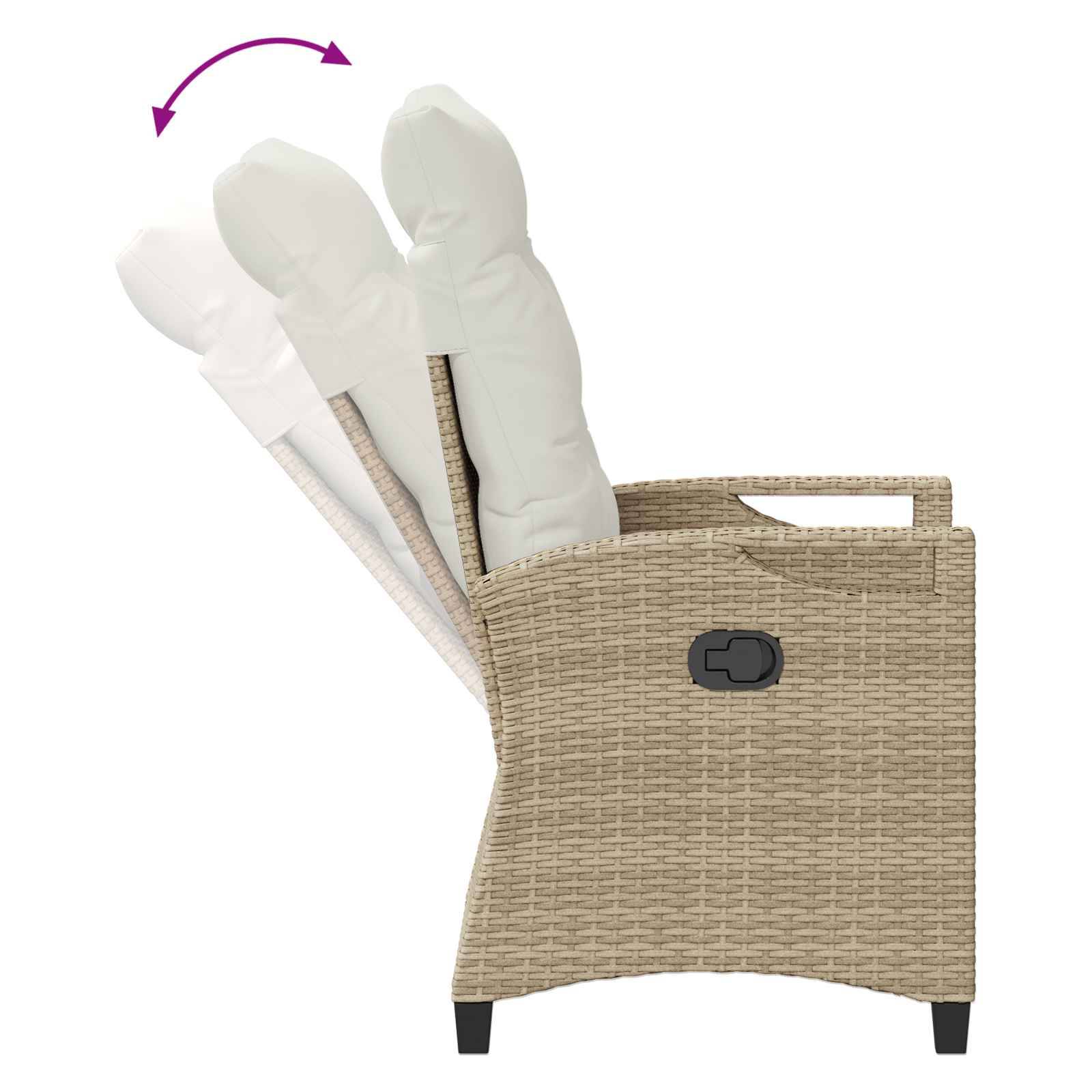 PANGIVO - Chaise de jardin inclinable polyrotin beige et crème 56 x 60 x 112 cm - PANGIVO - Image 9