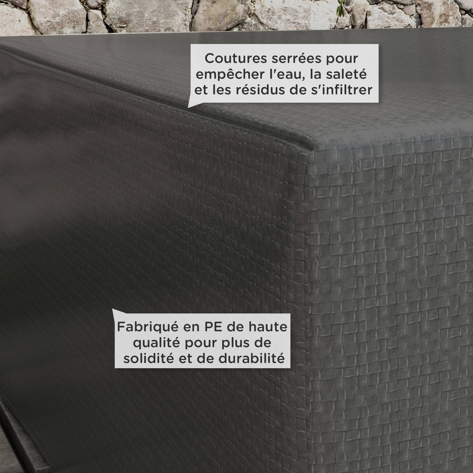 Housse salon de jardin extérieure bâche de protection extérieure anti-UV en polyéthylène 235 x 190 x 90 cm gris - Image 7
