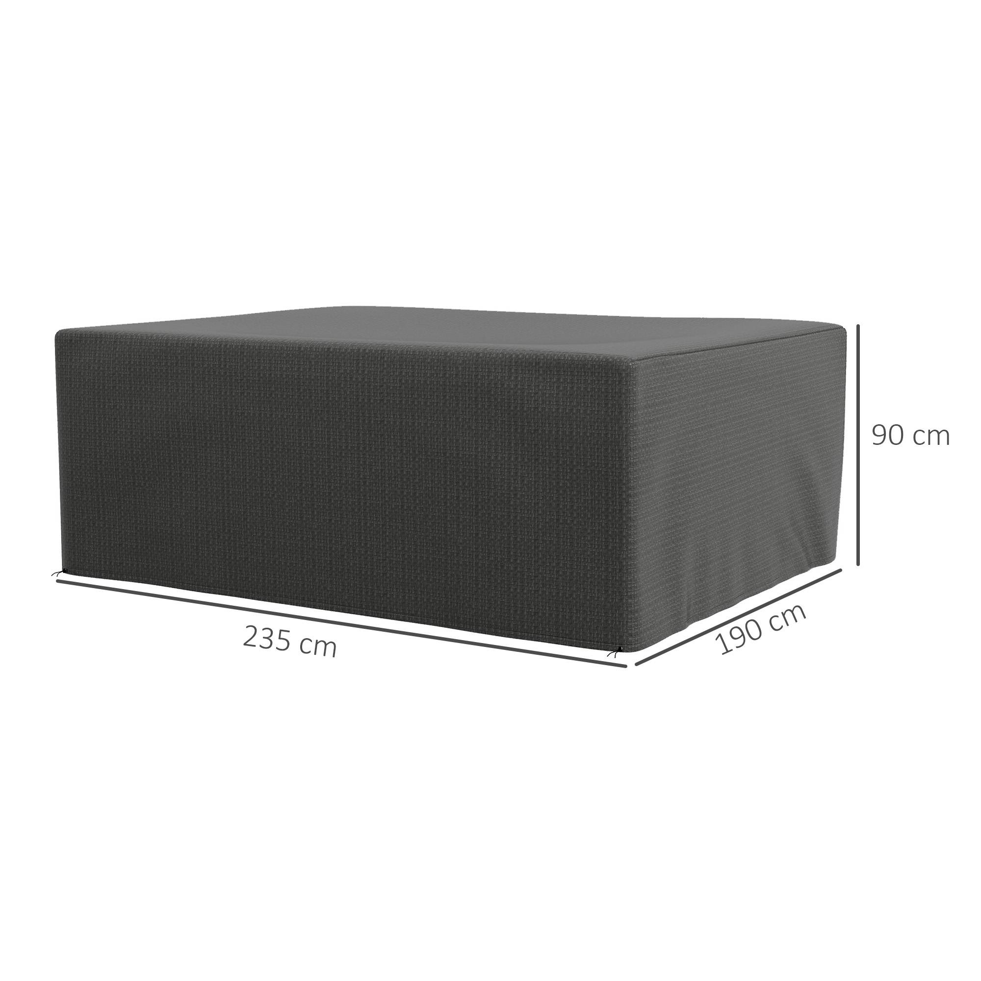 Housse salon de jardin extérieure bâche de protection extérieure anti-UV en polyéthylène 235 x 190 x 90 cm gris - Image 5