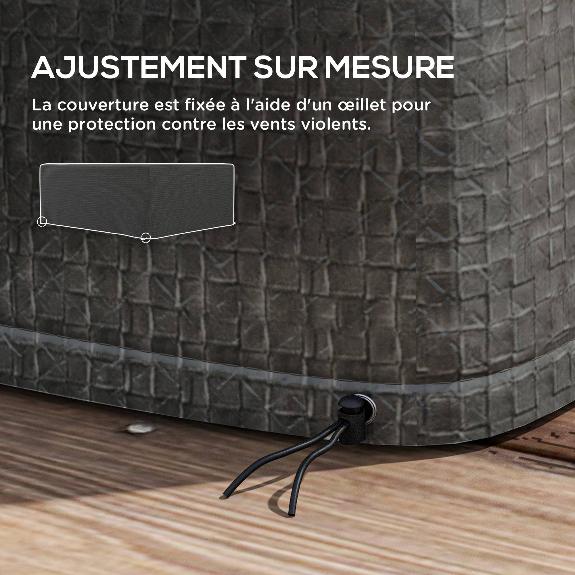 Housse salon de jardin extérieure bâche de protection extérieure anti-UV en polyéthylène 235 x 190 x 90 cm gris - Image 8