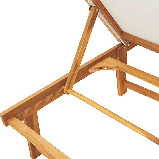 Chaise longue | Transat | Bain de soleil et table gris bois d'acacia solide et textilène - Image 8