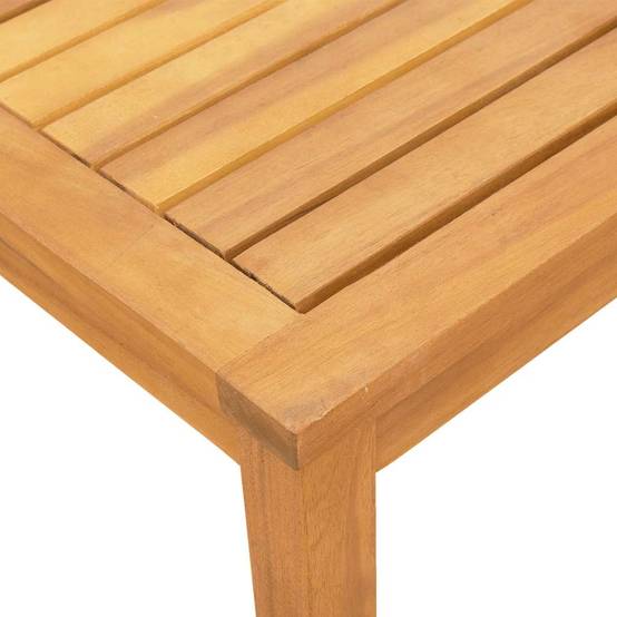 Chaise longue | Transat | Bain de soleil et table gris bois d'acacia solide et textilène - Image 9