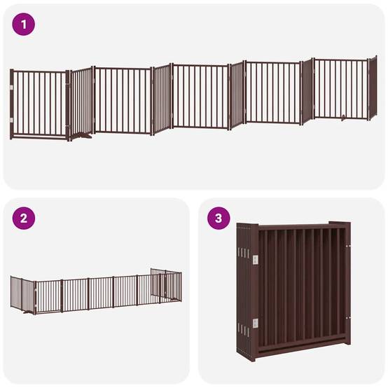 Barrière pour chien bois de peuplier marron 800 x 30 x 90 cm - PANGIVO - Image 7