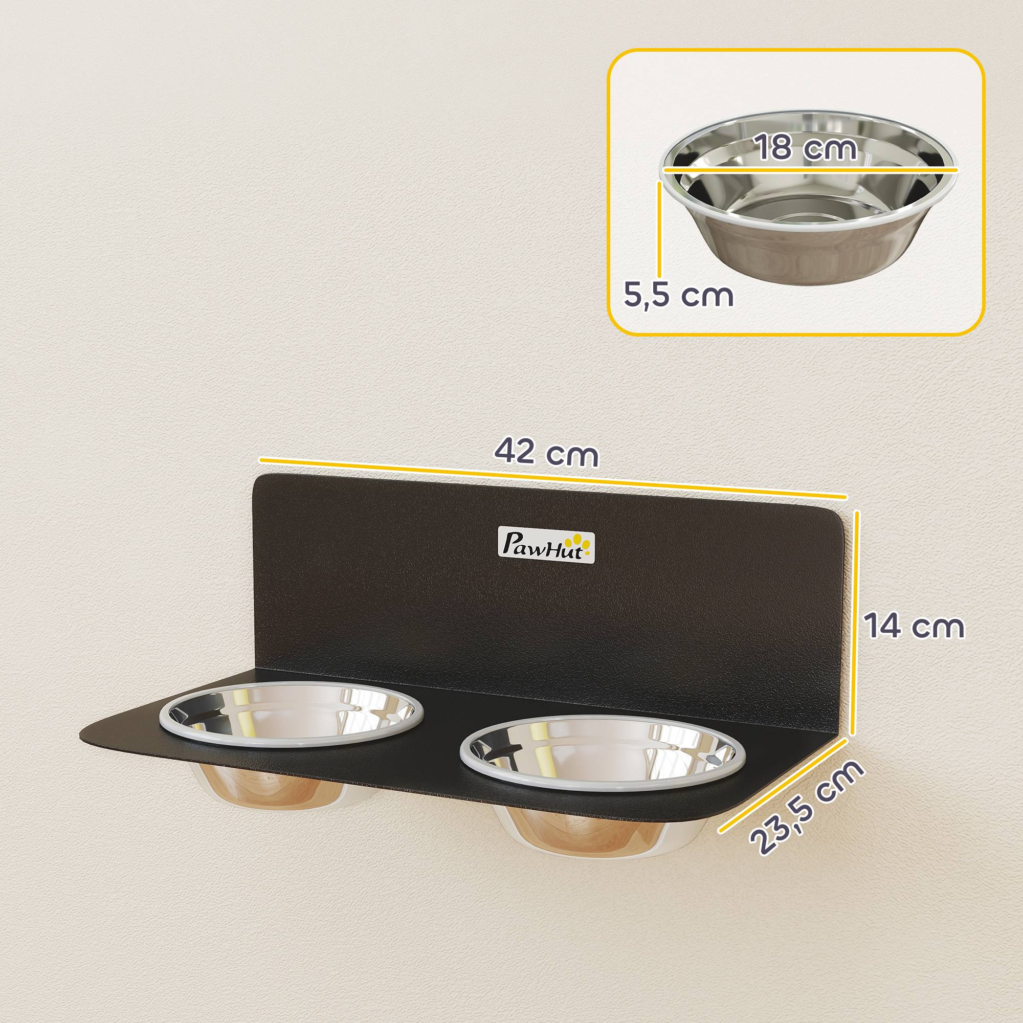 ComfortXL - Gamelle double murale pour chien en acier noir avec 2 bols en inox de 800 ml à hauteur réglable et gain de place - Image 3
