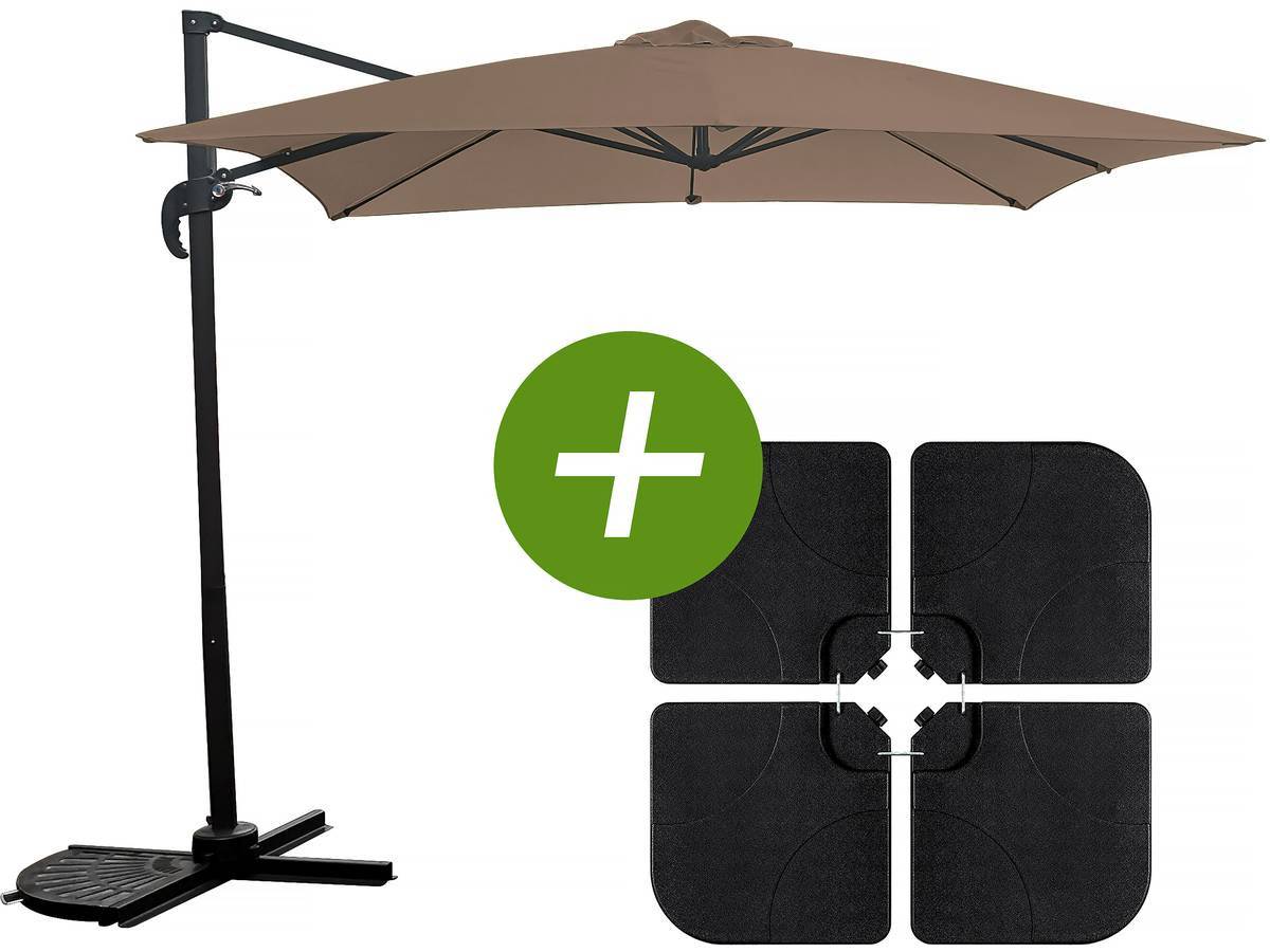 Habitat Et Jardin - Parasol Jardin Déporté "soleil" - Carré - 2.5 X 2.5 M - Taupe + Dalles à Lester Incluses -habitat Et Jardin - Image 1