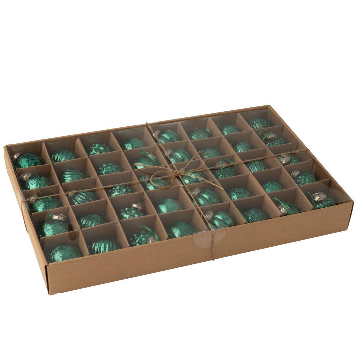 J-Line - Lot de 40 Boules de Noël "8 Motifs" 6cm Vert - Image 2