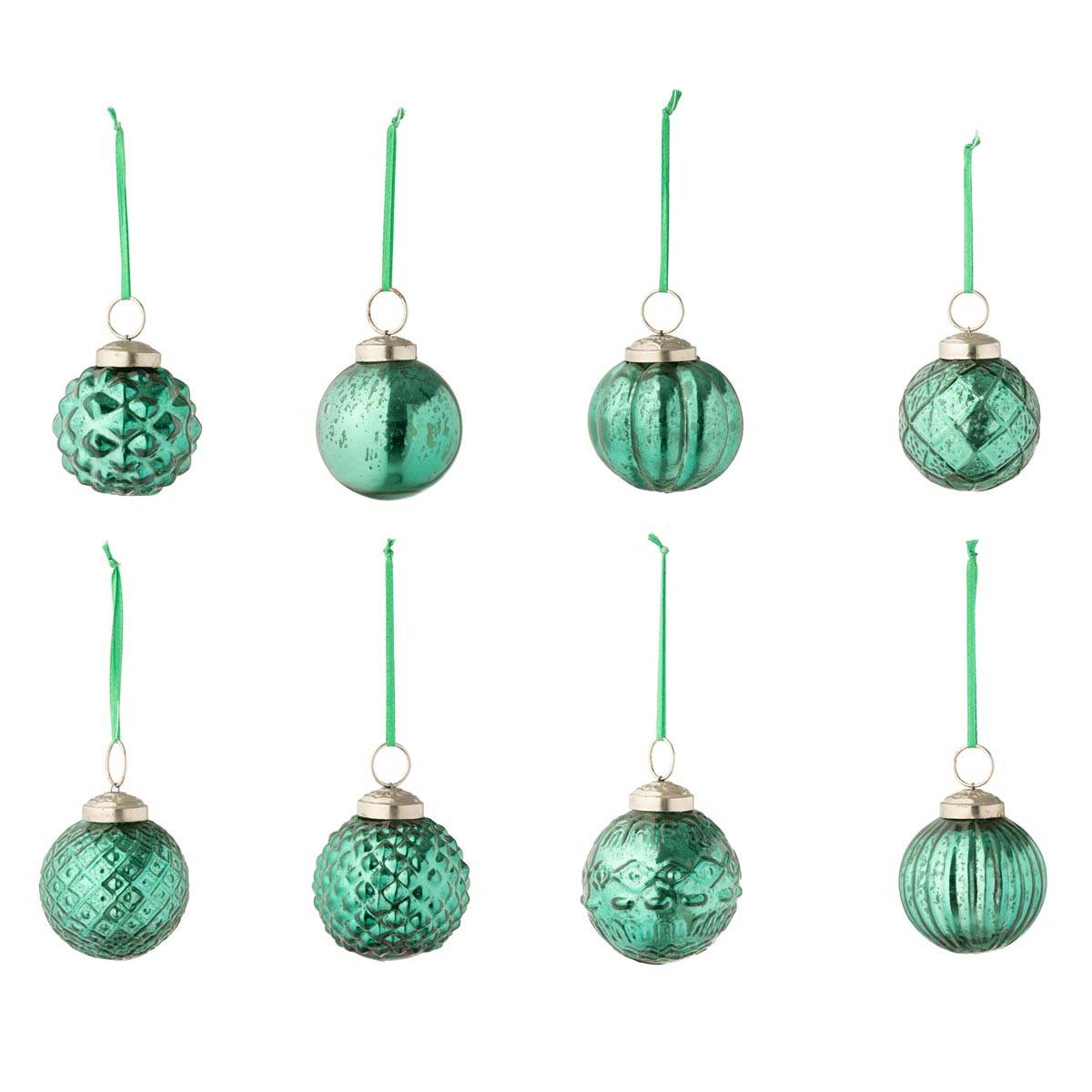 J-Line - Lot de 40 Boules de Noël "8 Motifs" 6cm Vert - Image 1