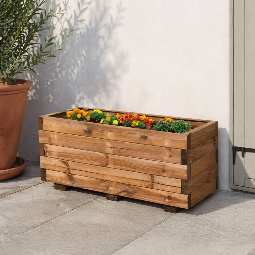 Autre - Bac à fleurs rectangulaire bois autoclave 80x40xH33cm Bois autoclave - Image 4