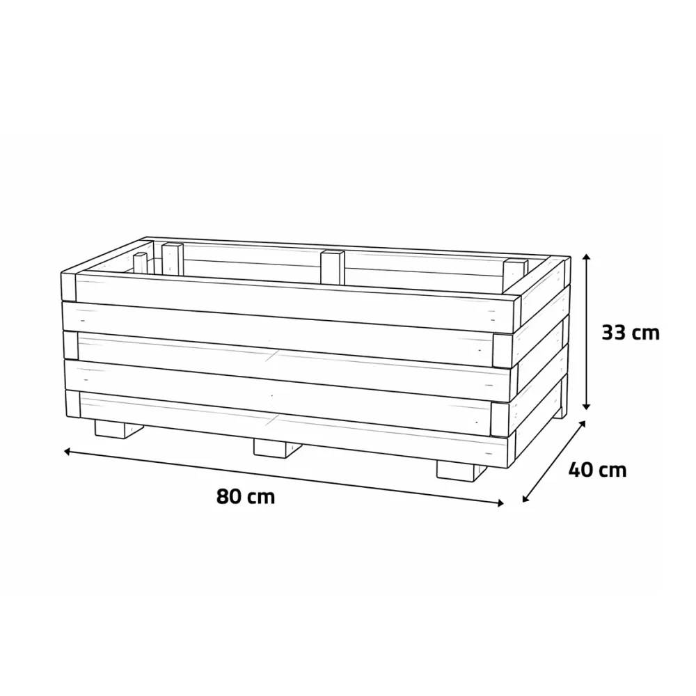 Autre - Bac à fleurs rectangulaire bois autoclave 80x40xH33cm Bois autoclave - Image 10