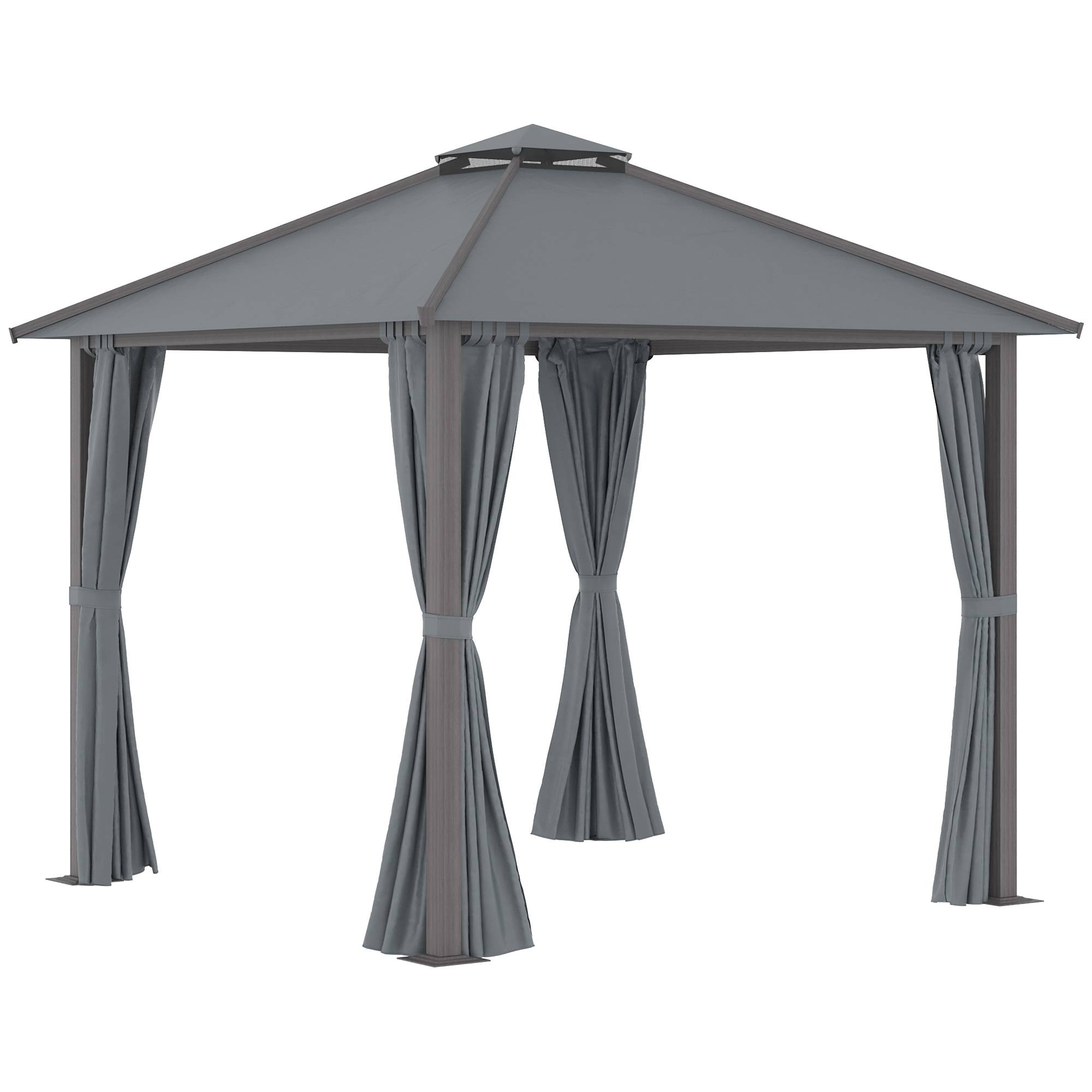 Maison Chic - Tonnelle de jardin pour terrasse avec 4 parois latérales double toit 296x296x280cm Aluminium Gris fr545 - Image 1