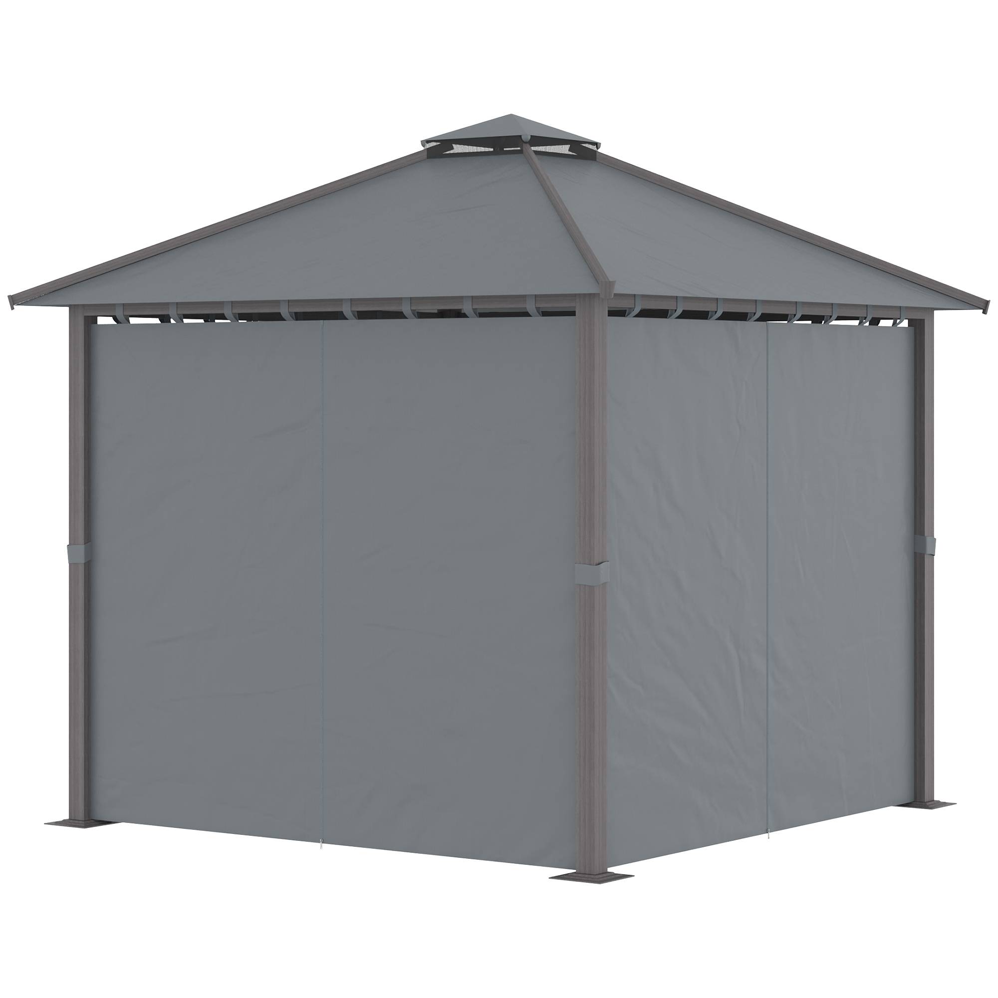 Maison Chic - Tonnelle de jardin pour terrasse avec 4 parois latérales double toit 296x296x280cm Aluminium Gris fr545 - Image 2