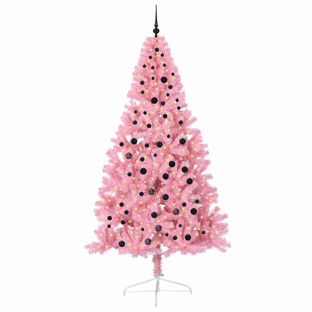 Vidaxl - Sapin de Noël artificiel pré-éclairé Rose 240 cm PVC vidaXL 3397103 - Image 4