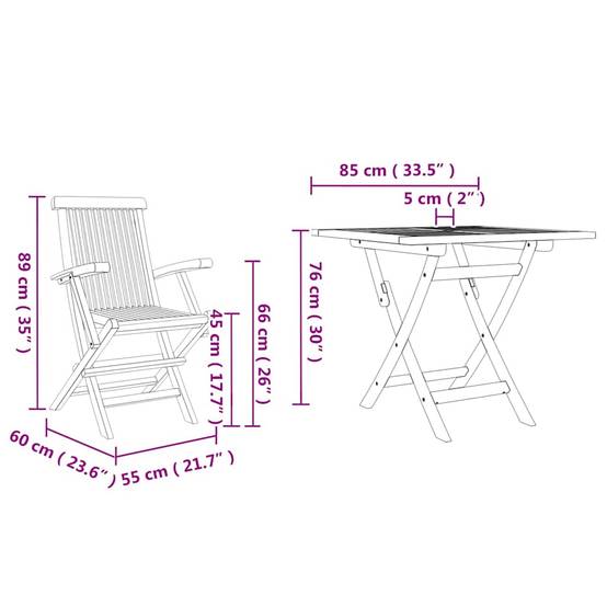 ComfortXL - Table et Chaises Pliantes de Jardin en Teck 2 Personnes Design Compact Marron 3 Pièces – ComfortXL Outdoor Living - Image 3
