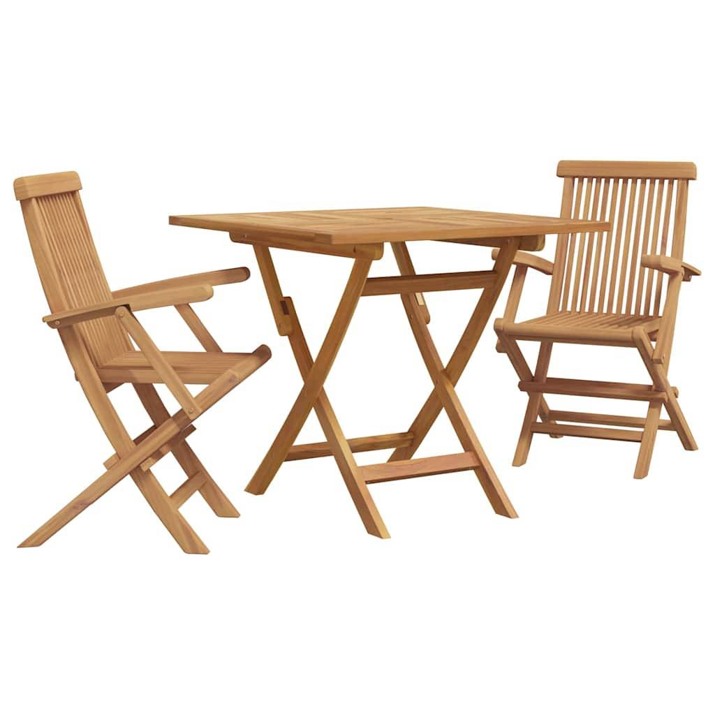 ComfortXL - Table et Chaises Pliantes de Jardin en Teck 2 Personnes Design Compact Marron 3 Pièces – ComfortXL Outdoor Living - Image 2