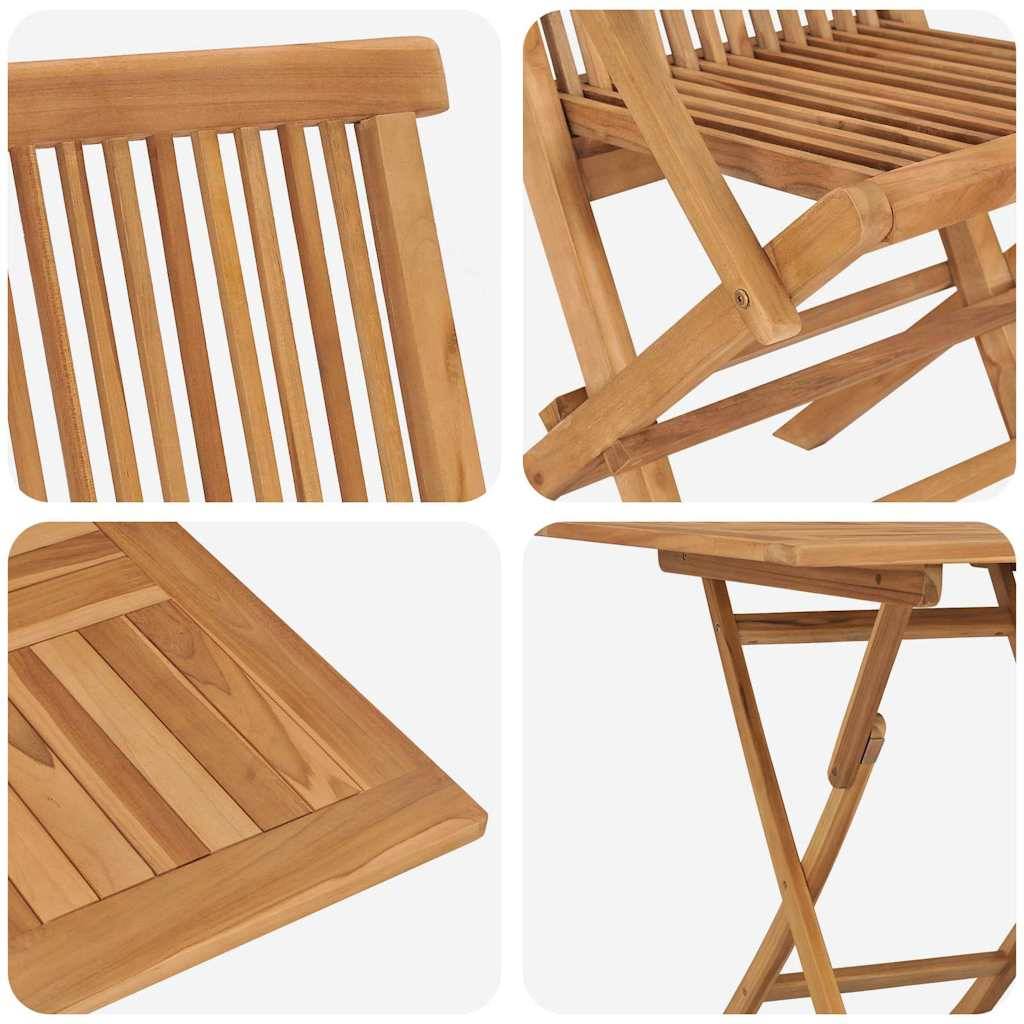 ComfortXL - Table et Chaises Pliantes de Jardin en Teck 2 Personnes Design Compact Marron 3 Pièces – ComfortXL Outdoor Living - Image 9
