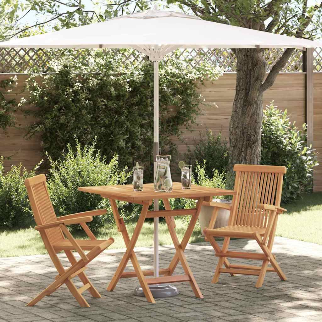 ComfortXL - Table et Chaises Pliantes de Jardin en Teck 2 Personnes Design Compact Marron 3 Pièces – ComfortXL Outdoor Living - Image 1