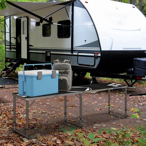 Table de camping pliante aluminium noir 240 x 60 x 70 cm - PANGIVO - Image 4
