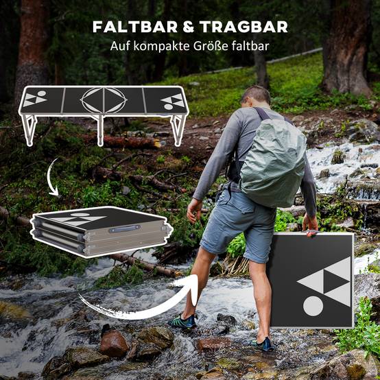 Table de camping pliante aluminium noir 240 x 60 x 70 cm - PANGIVO - Image 6