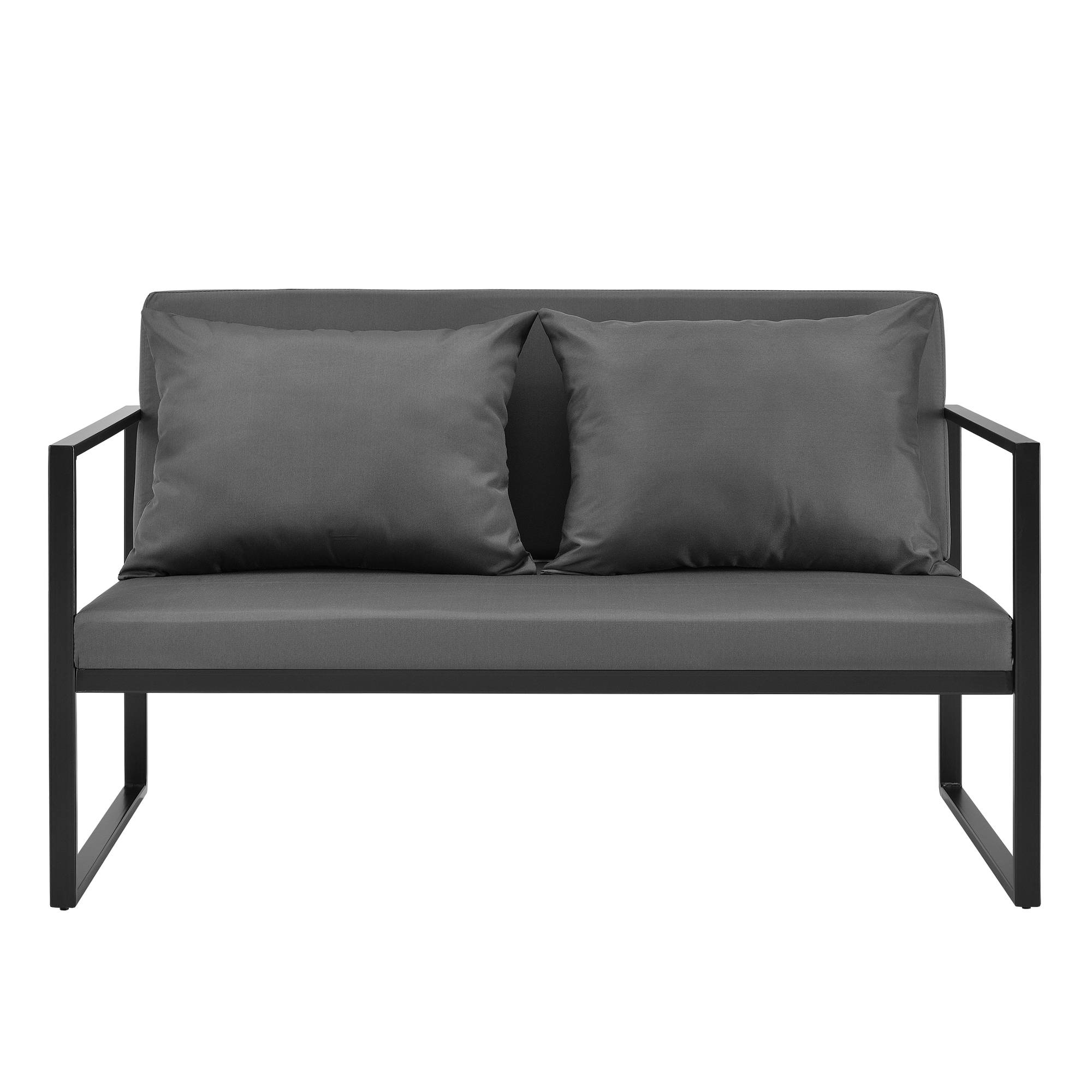 Casa.Pro - Canapé Extérieur Avec Coussins Armature Métal Polyester Noir 70 X 114 X 60 Cm [casa.pro] - Image 2