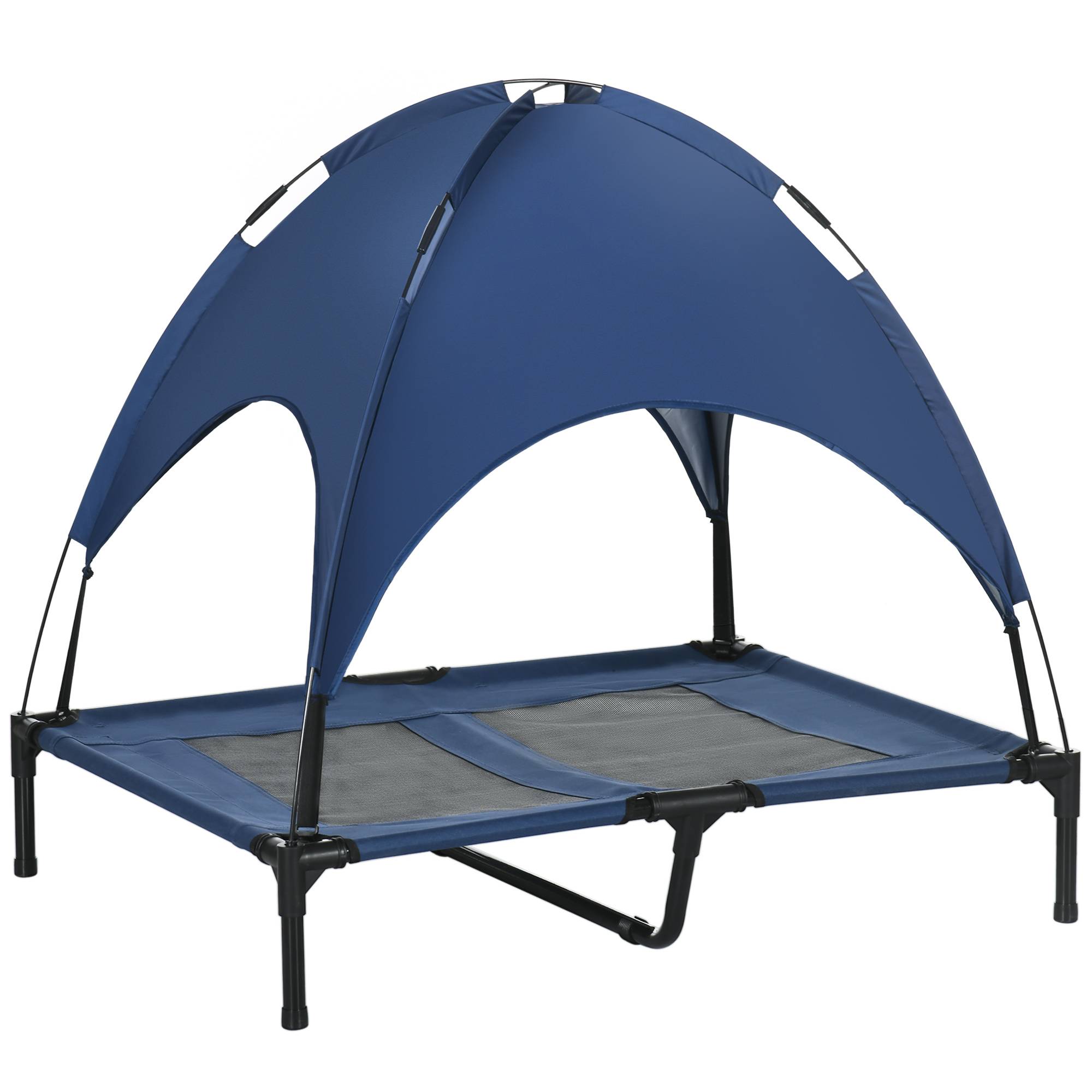 Lit pour chien avec baldaquin acier bleu et noir 92 x 76 x 90 cm - PANGIVO - Image 1