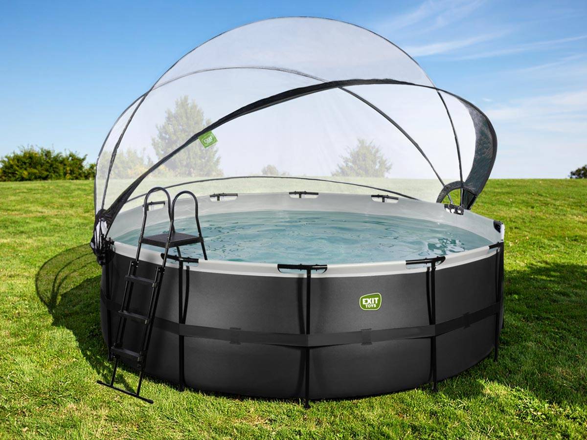 Exit Toys - Piscine tubulaire Black Leather ronde 4,27 x 1,22 m avec dôme - Exit Toys - Image 1