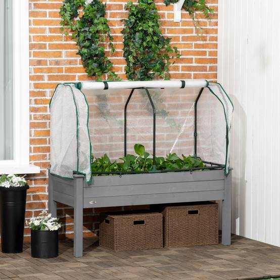 Potager sur pieds bois et acier naturel 121 x 55 x 117 cm - PANGIVO - Image 3