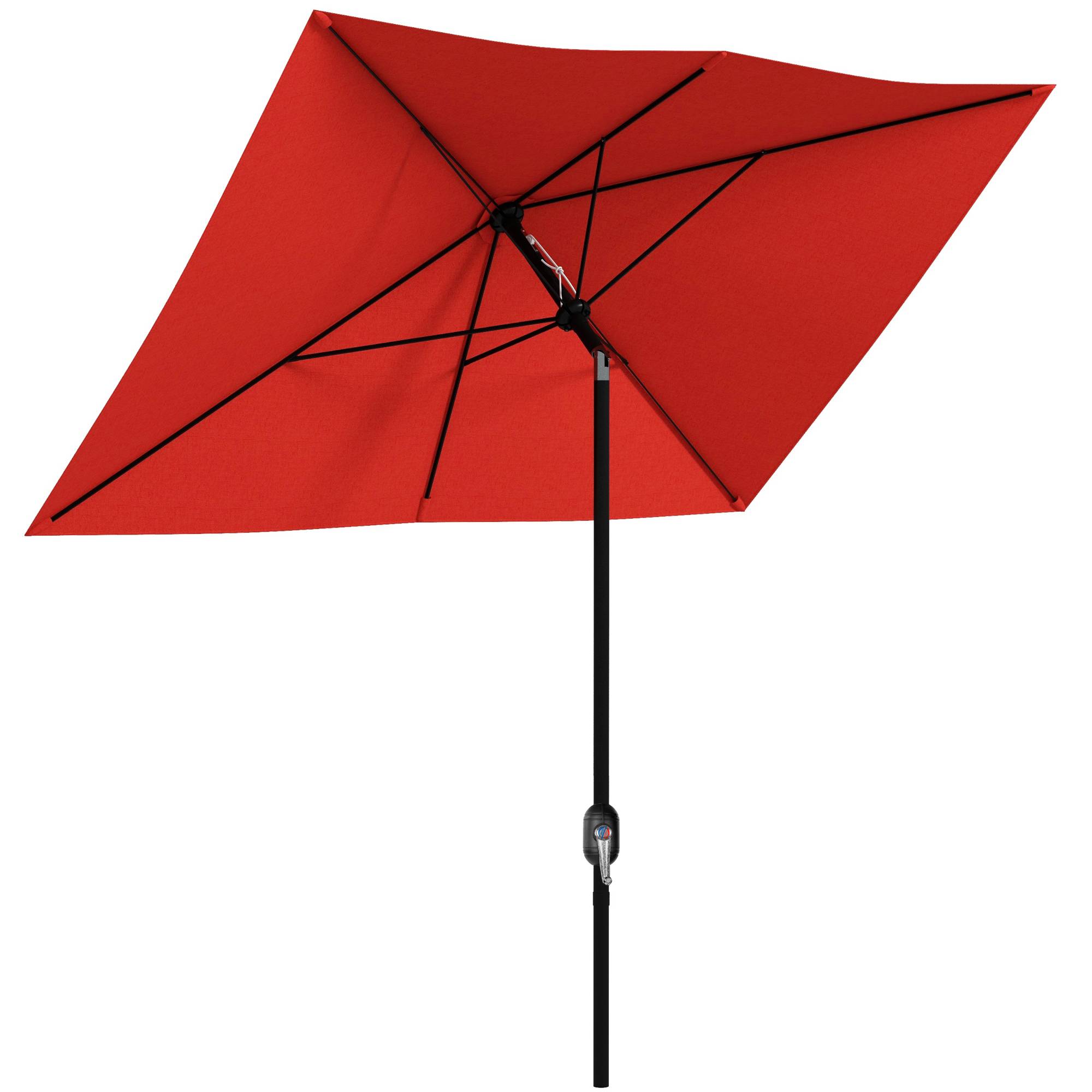 Outsunny - Parasol rectangulaire inclinable 2x3m avec manivelle toile polyester imperméabilisée haute densité 180g/m² rouge - OUTSUNNY - Image 5