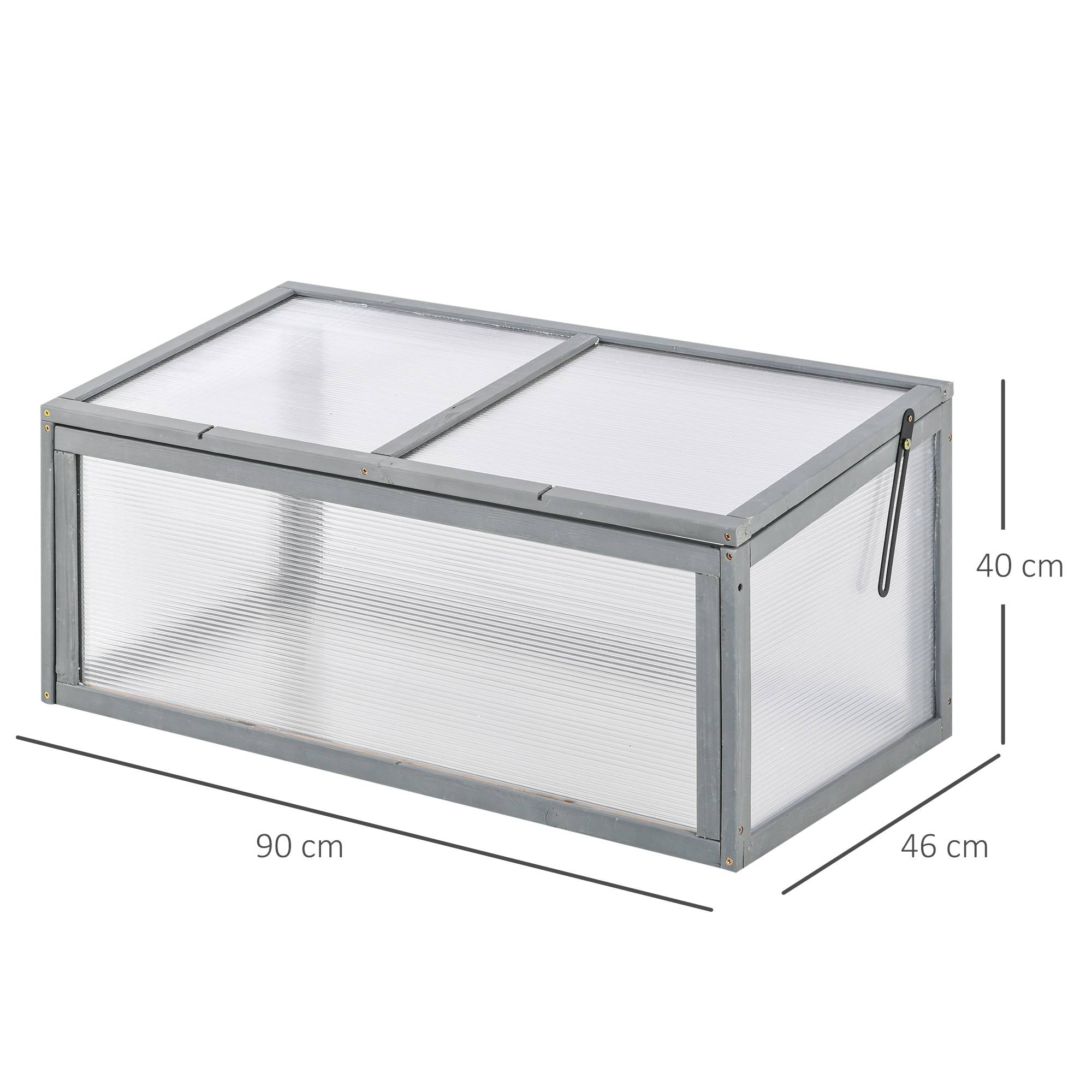 Sans Marque - Serre châssis froid bois polycarbonate 90x46x40 cm résistante intempéries bâche grise - Image 5