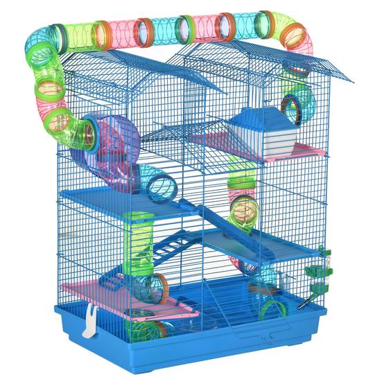 Cage pour rongeurs acier et plastique bleu 47 x 30 x 59 cm - PANGIVO - Image 1
