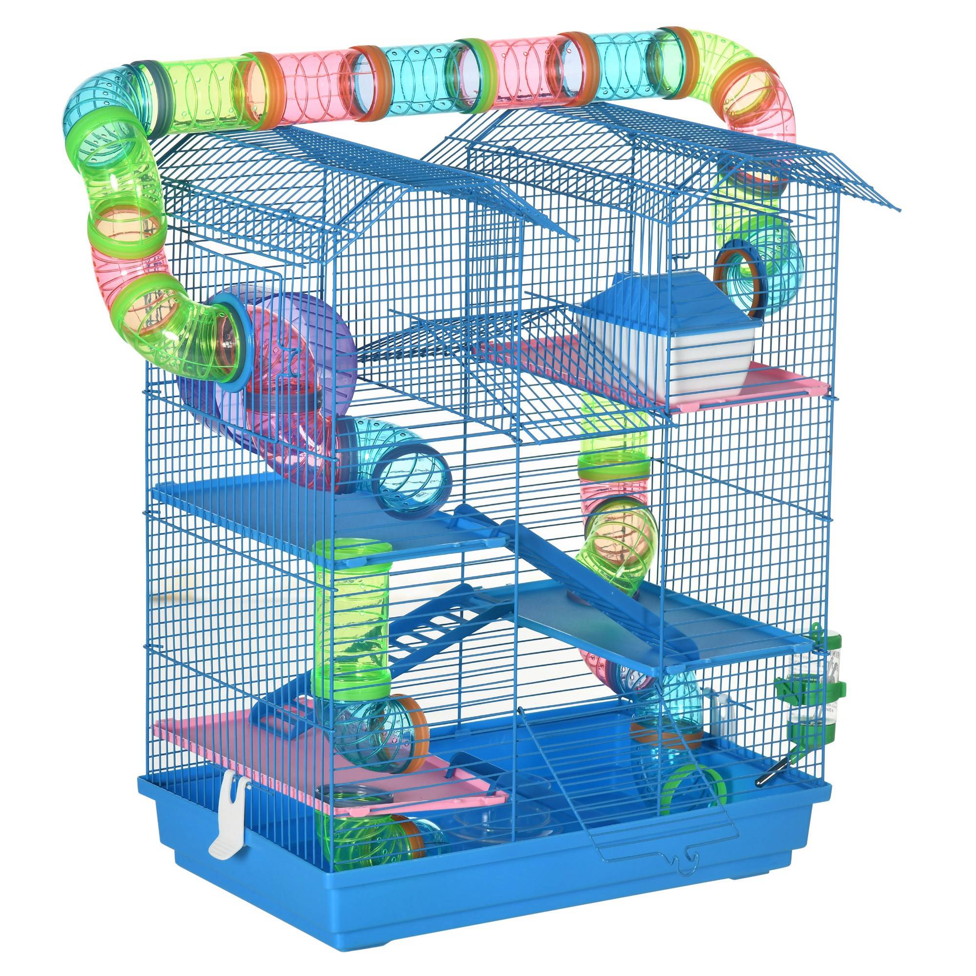 Cage pour rongeurs acier et plastique bleu 47 x 30 x 59 cm - PANGIVO - Image 1