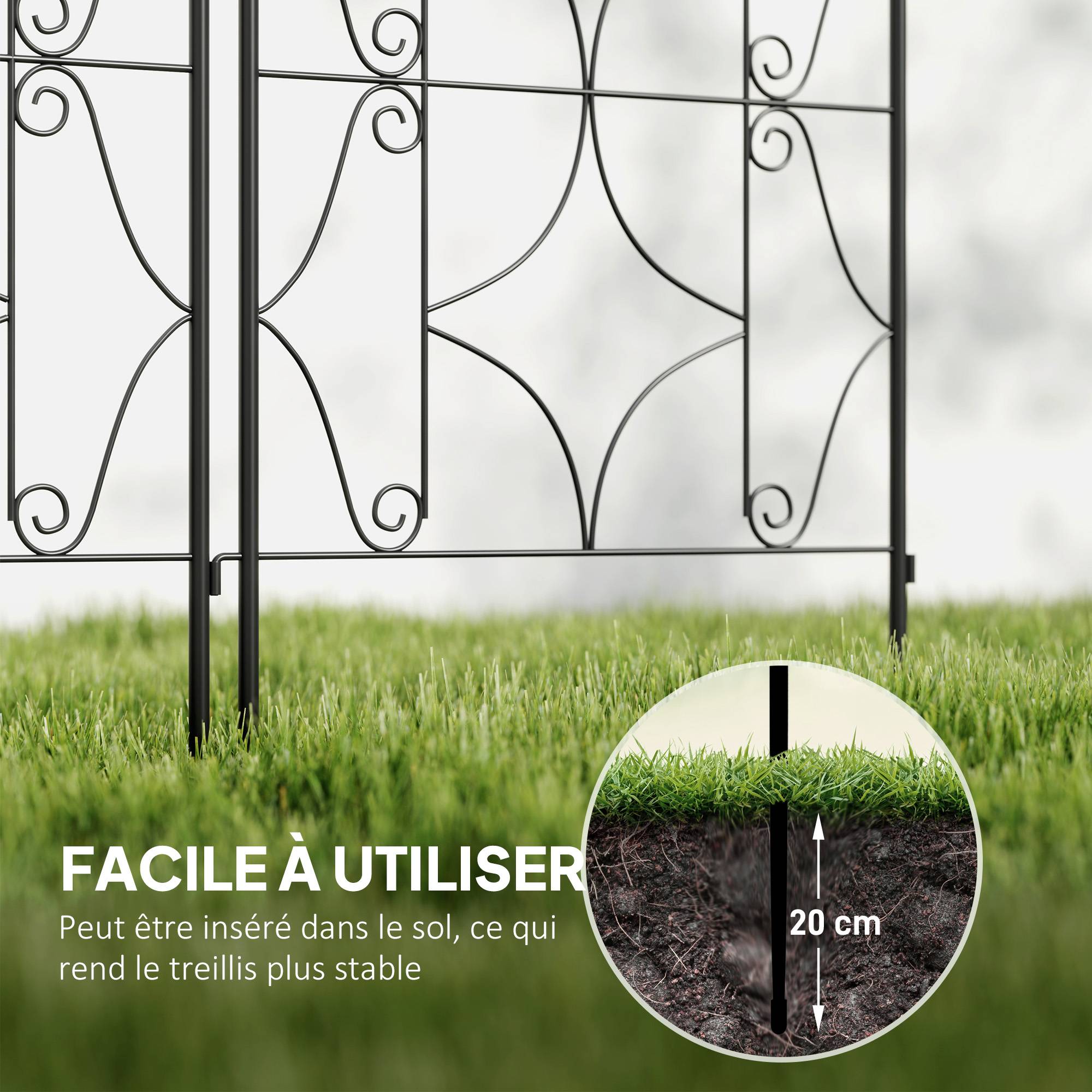 ComfortXL - Treillis plantes grimpantes métal noir 50 x 150 cm jardin support décoratif - ComfortXL Outdoor Living - Image 6