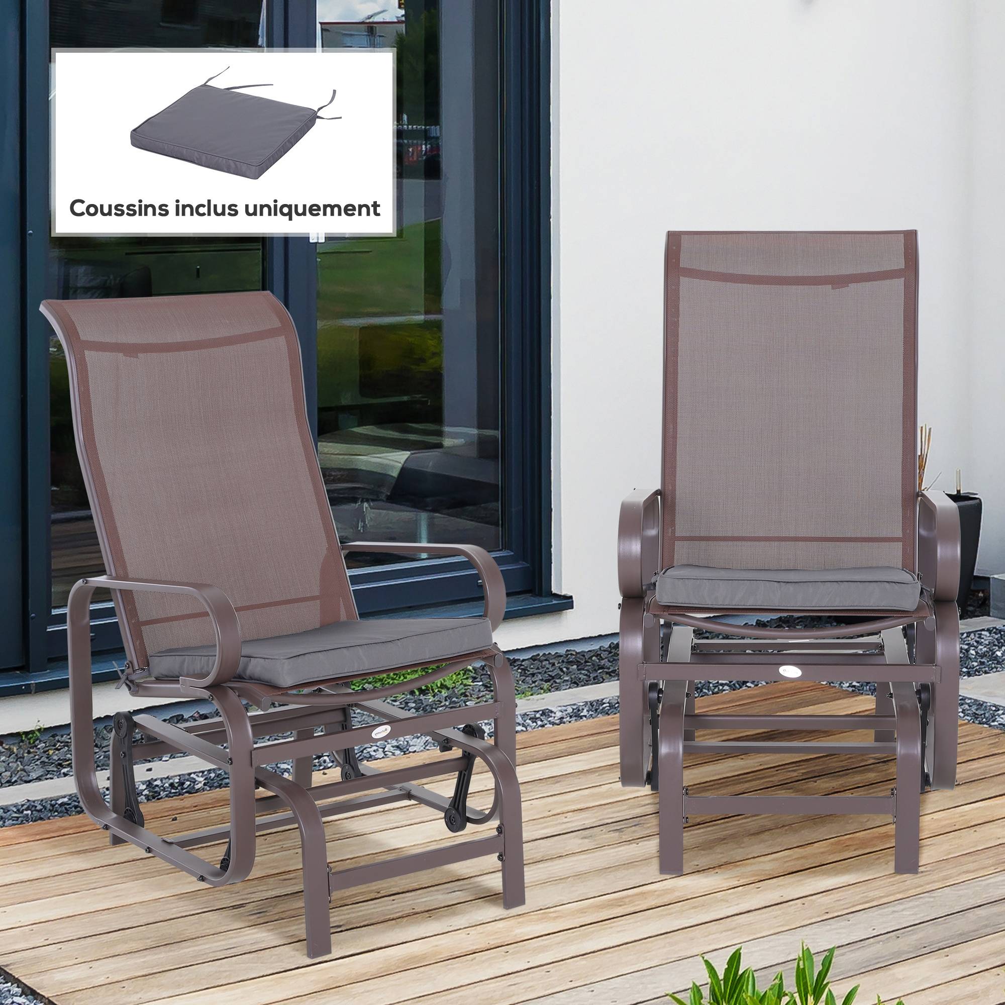 Maison Chic - Lot de 2 Coussins de chaise de jardin Coussin chaise extérieur déhoussables Rembourrage 5 cm Tissu Polyester 45x45cm Gris foncé - Image 4