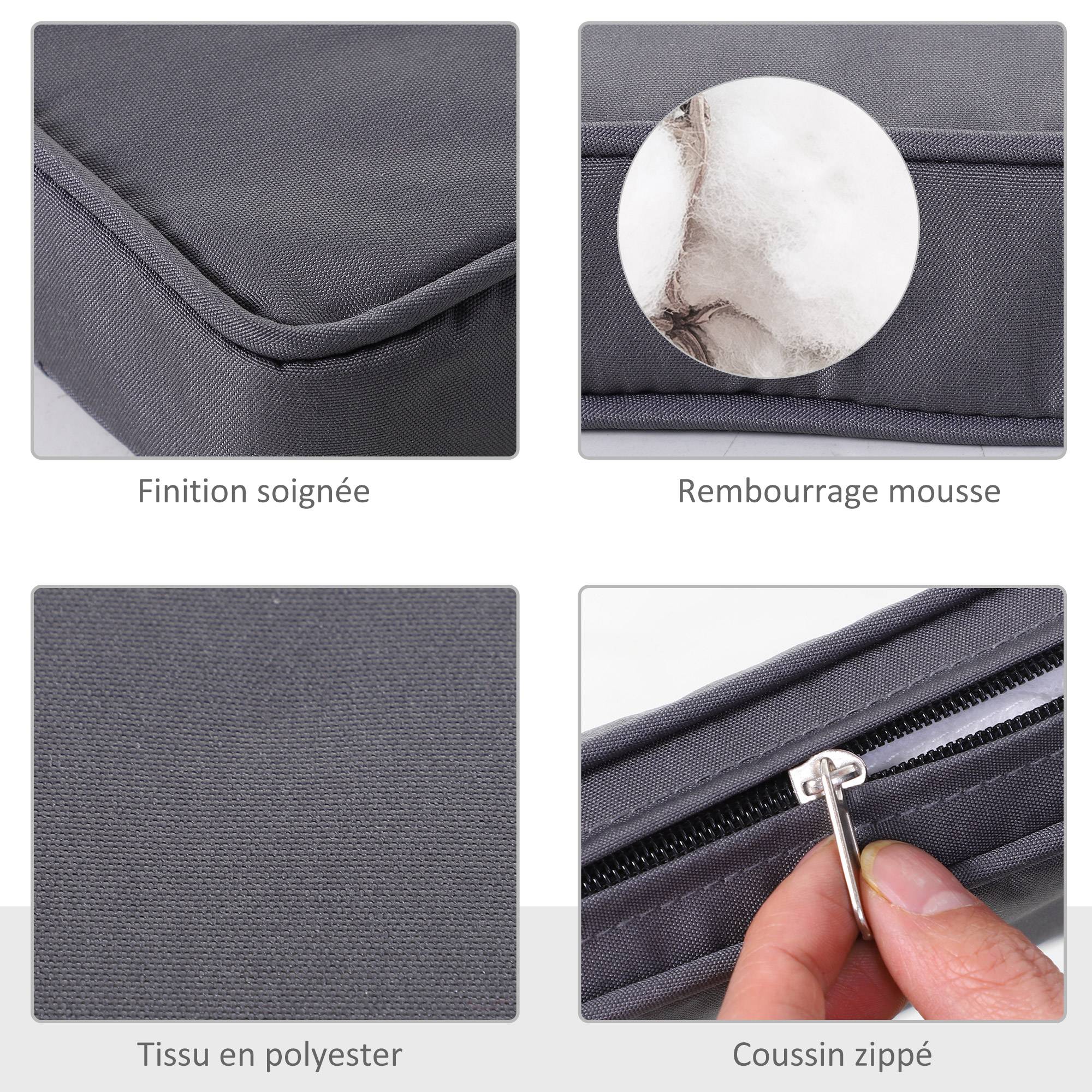 Maison Chic - Lot de 2 Coussins de chaise de jardin Coussin chaise extérieur déhoussables Rembourrage 5 cm Tissu Polyester 45x45cm Gris foncé - Image 6