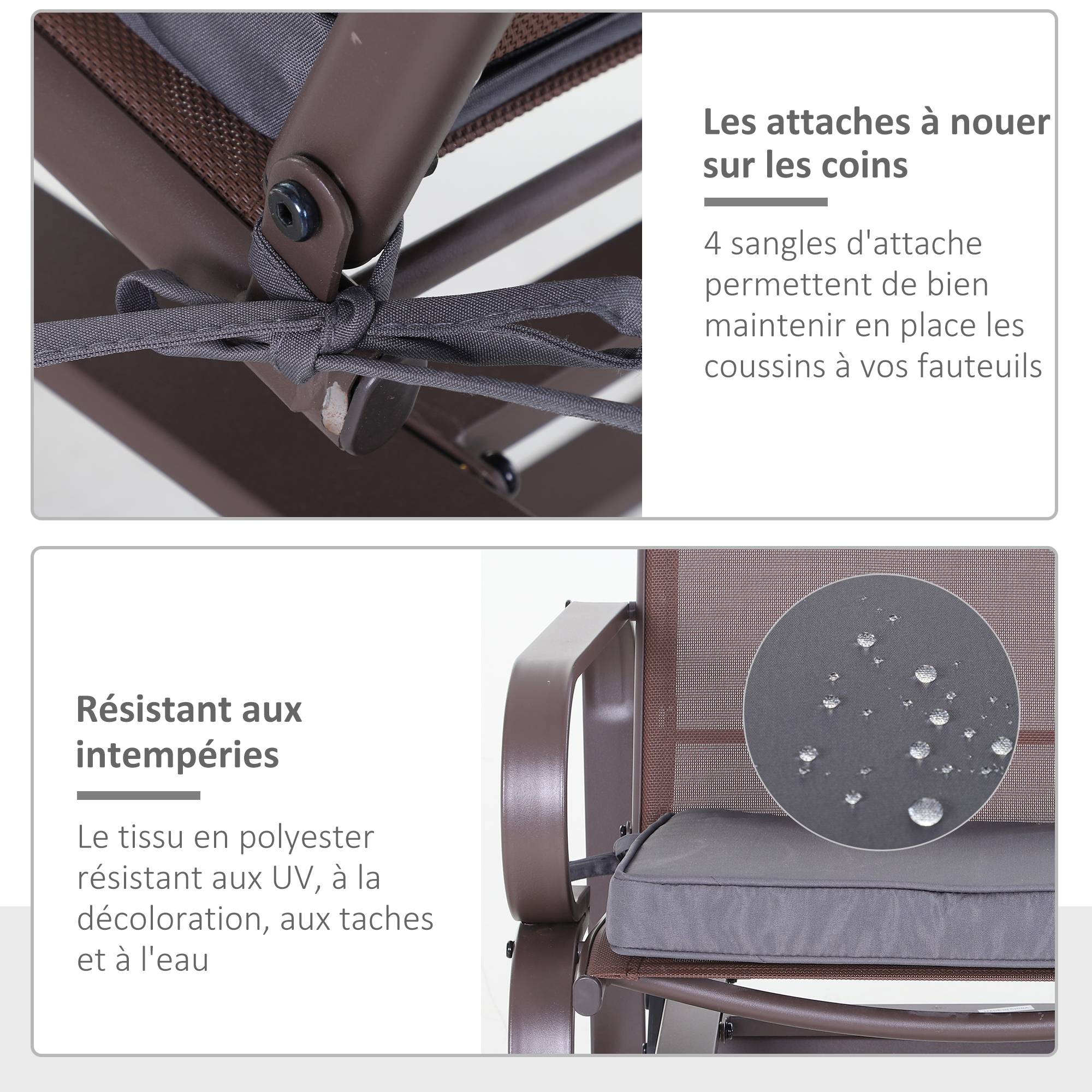 Maison Chic - Lot de 2 Coussins de chaise de jardin Coussin chaise extérieur déhoussables Rembourrage 5 cm Tissu Polyester 45x45cm Gris foncé - Image 7