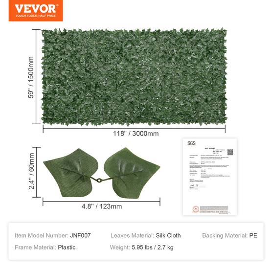 Vevor - VEVOR Haie artificielle 150x300 cm, brise-vue lierre. Tissu maille renforcé, pour jardin, balcon. - Image 7