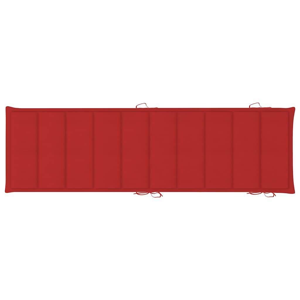 PANGIVO - Lot de 2 chaises longues bois d'acacia solide avec table et coussins rouges 184 x 55 x 64 cm - PANGIVO - Image 10