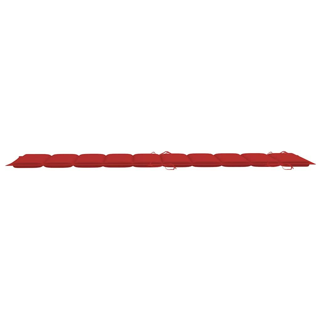 PANGIVO - Lot de 2 chaises longues bois d'acacia solide avec table et coussins rouges 184 x 55 x 64 cm - PANGIVO - Image 9