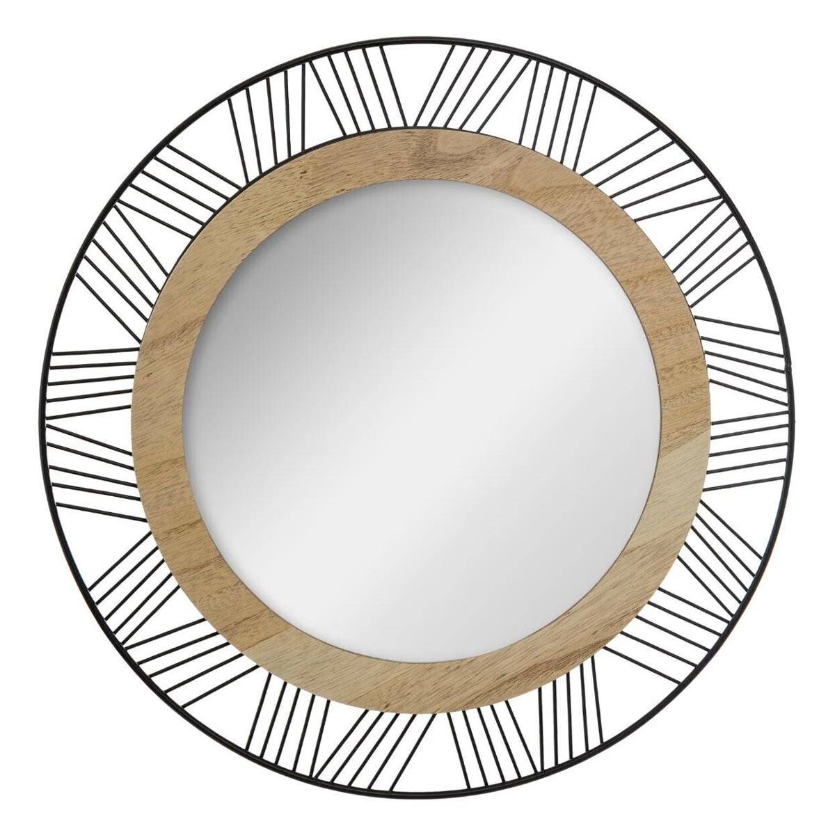 Miroir Rond en Métal & Bois "Joe" 45cm Noir - Image 1