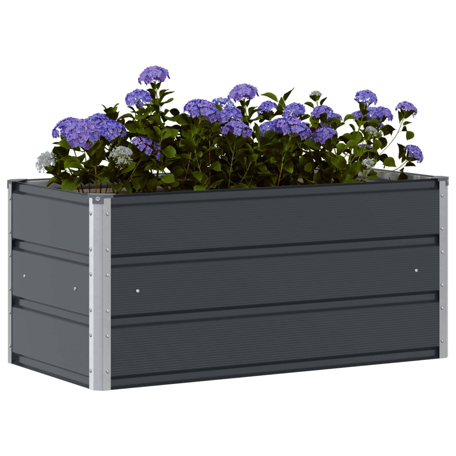Jardinière acier galvanisé anthracite 100 x 50 x 45 cm - PANGIVO - Image 3