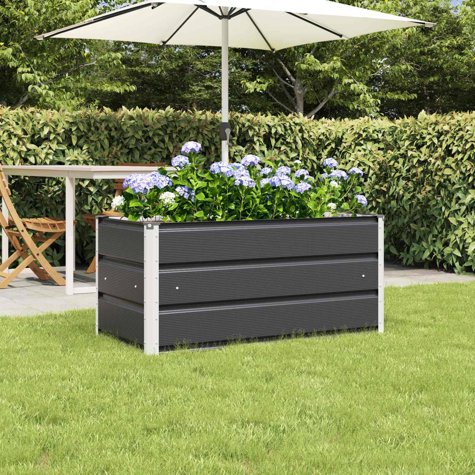 Jardinière acier galvanisé anthracite 100 x 50 x 45 cm - PANGIVO - Image 1