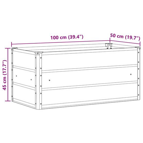 Jardinière acier galvanisé anthracite 100 x 50 x 45 cm - PANGIVO - Image 7