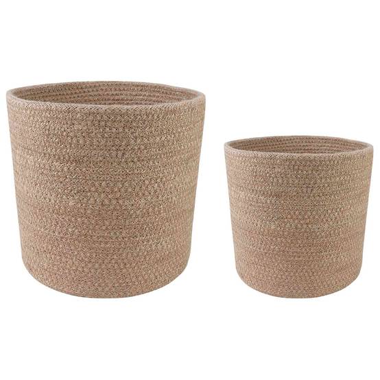 Ensemble de 2 pots à plantes jute naturel 28 x 28 x 28 cm, Poids:1.66kg - PANGIVO - Image 2