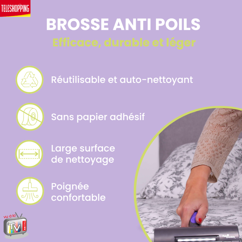 Brosse anti poils de chat/chien pour vêtement, arbre a chat, tapis de voiture et canape lit | Ramasse Poils Animaux- VENTEO - Image 2