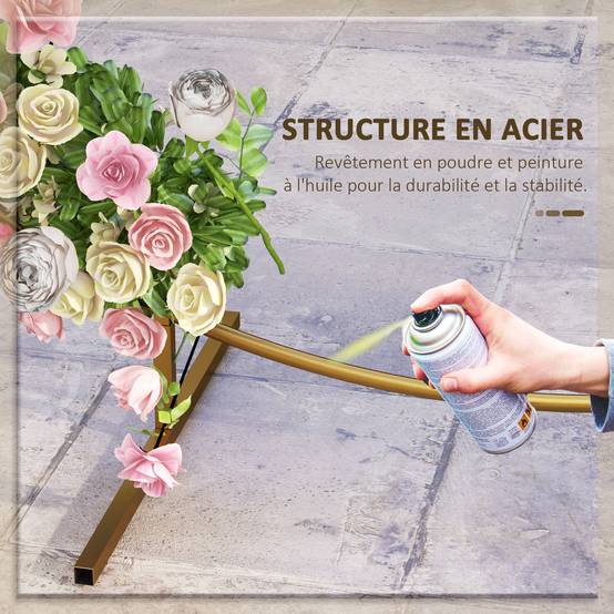 Outsunny - Arche de jardin pour plantes grimpantes 2,24m pour mariage, anniversaire, cérémonie, banquet en acier doré - Outsunny - Image 5