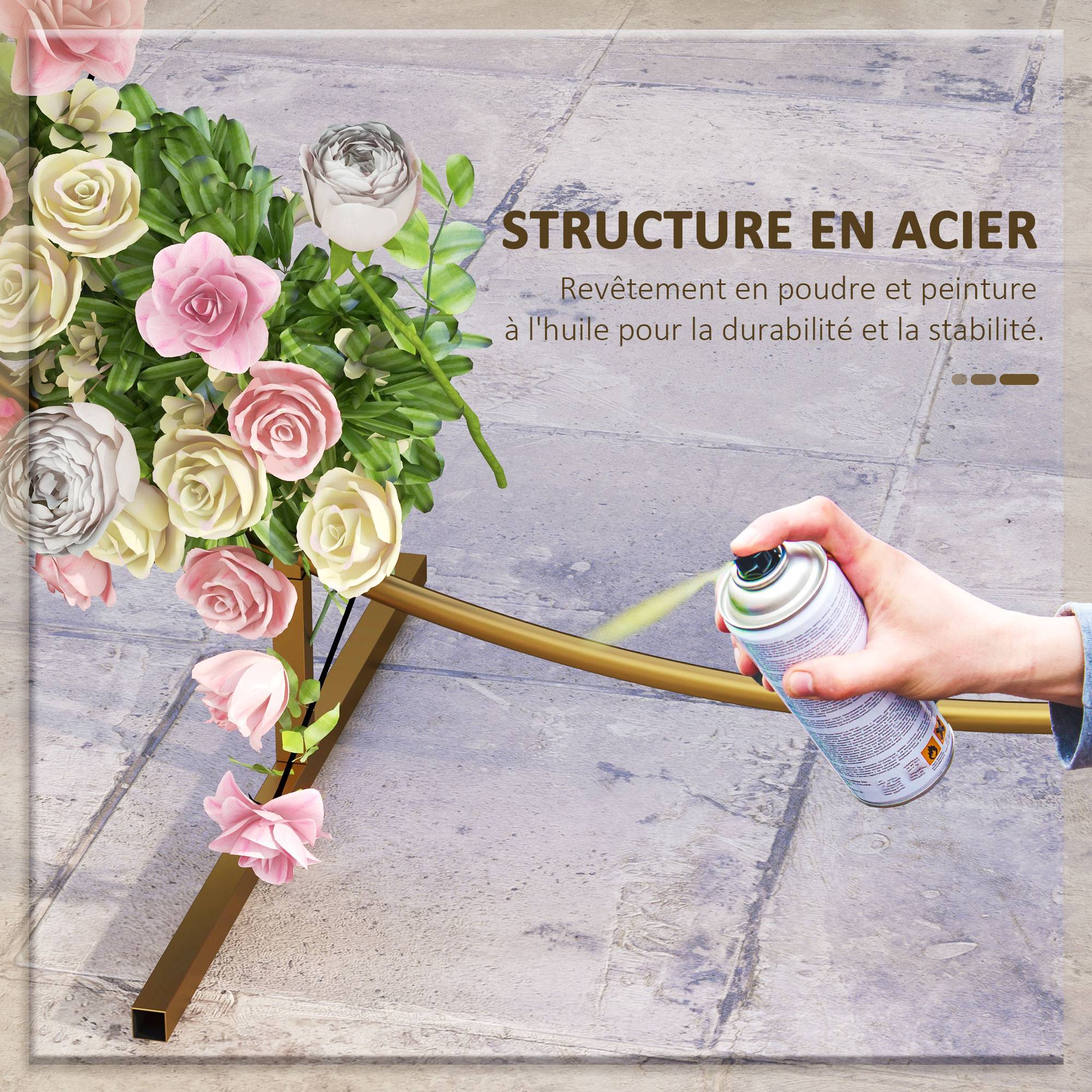 Outsunny - Arche de jardin pour plantes grimpantes 2,24m pour mariage, anniversaire, cérémonie, banquet en acier doré - Outsunny - Image 5