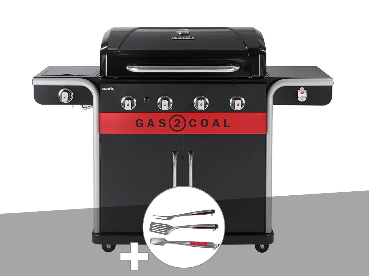 Char-broil - Barbecue à gaz et à charbon Gas2Coal 2.0 4B + Kit 3 ustensiles - Char-Broil - Image 1