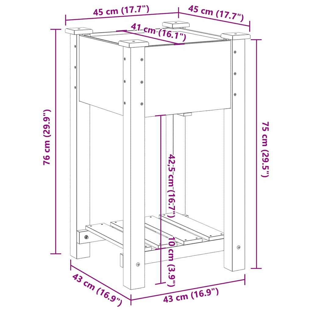 Cache-pot, Pot De Fleurs avec étagère Beige 45 x 45 x 76.5 cm g371 - Image 8